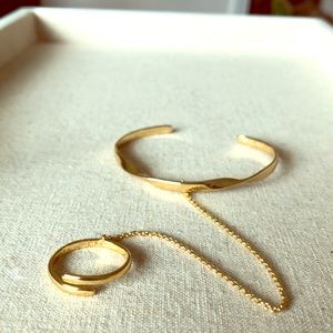 Stella & Dot Gold Bridge Bracelet with Ring